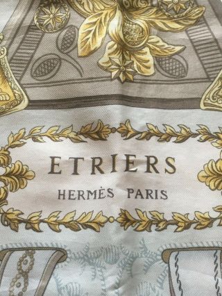 Hermes 1960s Signed Silk Scarf Les Etriers / Stirrups 1st Edition Rare Vintage
