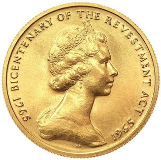 1/2 Libra 1965 Gold Coin Isle Of Man Kingdom - Queen Elizabeth Ii.  Rare.  A.  Unc