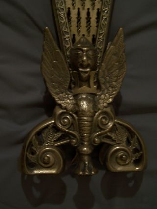 Vintage Peacock Fan Art Nouveau Goddess Brass Fireplace Screen Ornate 27  Tall 3