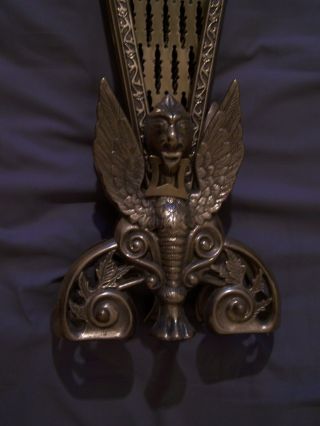 Vintage Peacock Fan Art Nouveau Goddess Brass Fireplace Screen Ornate 27  Tall 5