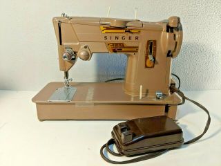 Vintage Singer 328k Sewing Machine Style - O - Matic Heavy Duty Upholstery W/ Pedal