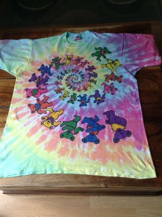 Vintage Grateful Dead T Shirt Tie Dye Spiral Bears 1988 Xl Hippie