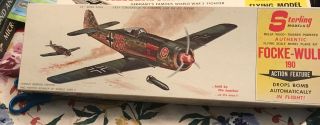 Vintage Sterling Models Nazi German Wwii Focke - Wulf 190 Balsa Plane Scale Kit
