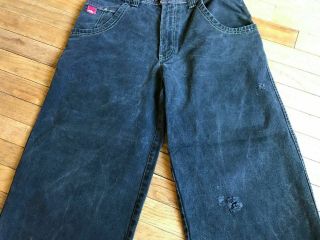 Vintage 90s JNCO Jeans washed Black Wide Leg Crown Spellout Logo sz 33x32 85 8