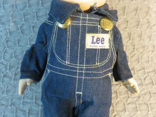 Vintage Buddy Lee Jeans Doll Union Made Denim Overalls & shirt Circa 1950s 2