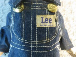 Vintage Buddy Lee Jeans Doll Union Made Denim Overalls & shirt Circa 1950s 4