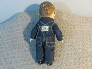 Vintage Buddy Lee Jeans Doll Union Made Denim Overalls & shirt Circa 1950s 5
