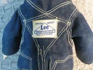 Vintage Buddy Lee Jeans Doll Union Made Denim Overalls & shirt Circa 1950s 6