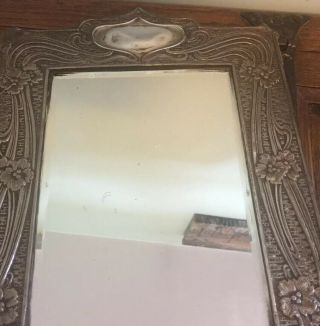 IMPRESSIVE ANTIQUE LARGE 12” X 9” SOLID SILVER MIRROR In FRAME.  B’ham 1903 A 955 8