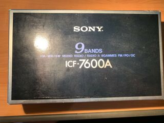 Vintage 1981 Sony Icf - 7600a 9 Bands Fm / Mw / Sw Radio Great W/ Box