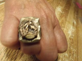 Vintage Handmade Mexican Biker Ring 1940s Or 1950s Size 9