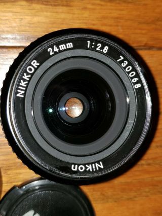 Vintage NIKON NIKKOR 24mm f:1:2.  8 with Lens Caps No.  730068 3