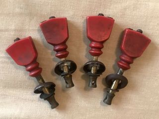 Vintage Red Tulip Style Ukulele Tuning Keys.  Set Of 4.  Very Rare.  Set 5.