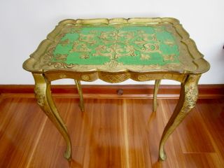 Stunning Vintage Italian Green & Gold Foldable Coffee Table