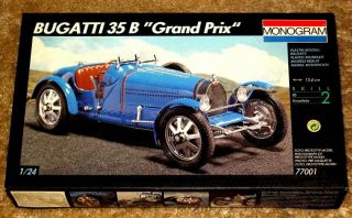 Vintage Htf Bugatti 35b " Grand Prix " 1/24th Scale Plactic Monogram Model Kit