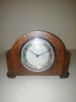 Vintage Art Deco Smiths Wood 8 Day Mantel Clock