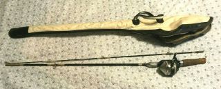 Vintage Zebco " Spinner " Model 33 Fishing Rod & Reel W/original Carry Case Fish