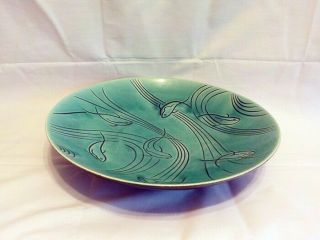 Vintage Roselane Pottery Turquoise Fish Large Serving Bowl 14 " California