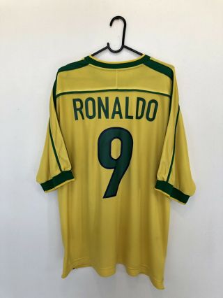 Brazil Brasil Home 1998 - Ronaldo 9 Vintage Football Shirt (xl) Inter Milan