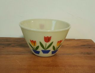 Vintage Fire King Tulip Splash Proof Mixing Bowls - Set of 4 Nesting Bowls - Retro 6