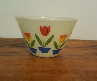Vintage Fire King Tulip Splash Proof Mixing Bowls - Set of 4 Nesting Bowls - Retro 8