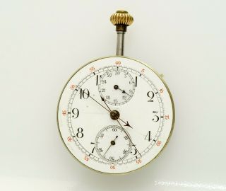 Antique 41mm Swiss Split Seconds Chronograph Movement.  Needs Service.