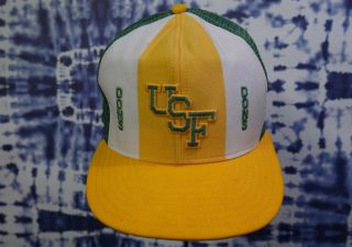 Vintage Usf Dons Snapback Hat 80s Mesh Cap San Francisco Rare Yellow Green