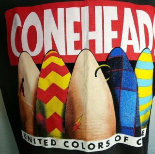 . Vintage 1993 Coneheads T Shirt Xl Usa Movie Promo Mens Surf Snl Black Nos