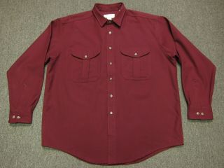 Vtg Filson Style 865 Whipcord Wool Shirt Burgundy Red X - Large Xl Made In Usa Jac
