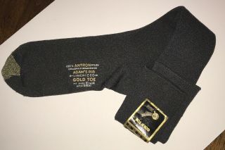 Mens Vintage Gold Toe Gray Socks Adams Rib Antron Nylon 10 - 14