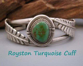 Heavy Vintage Old Pawn Navajo Sterling Royston Turquoise Cuff Bracelet