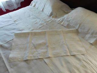 Antique Ivory Cotton Hand Embroidered Bed Set Top Sheet Shams Bed Topper