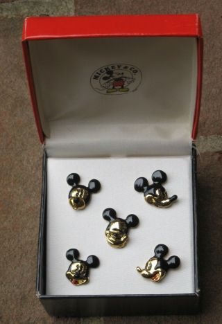 5 Different Faces Mickey & Co.  Vintage Napier Mickey Mouse Face Pin Boxed Set