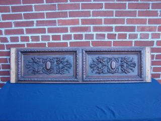 54.  5 " W X 13.  75 " H Antique French Carved Oak Panels Plaque Hanging Coat Rack