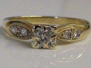 A Lovely Vintage 9ct Solid Gold Diamond Solitaire Ring Size N 1/2