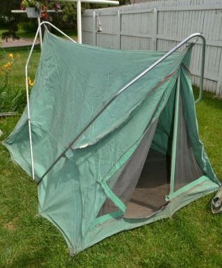 Vntg Sears 2 Person Canvas Tent W/case - Complete - Cond - Hunting,  Camping