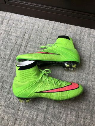 Nike Mercurial Superflys Iv Electric Green And Pink Soccer Cleats Size 8.  5 Rare