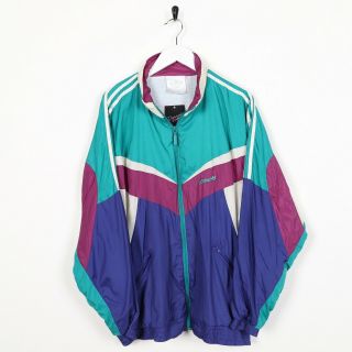 Vintage 80s Adidas Soft Shell Tracksuit Set Jacket Bottoms Purple Green | Medium