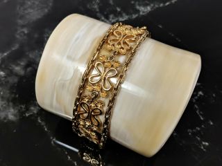 Lovely Vintage Jewellery Gold - Tone Link Multi Chain Bracelet Signed Monet