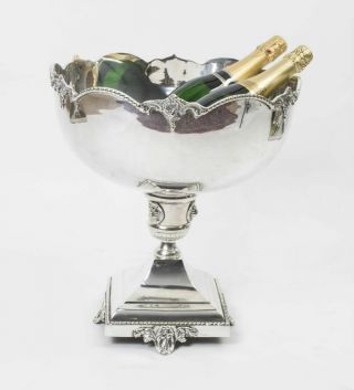 Punch Bowl Silver Plated Ice Bucket Champagne / Wine Cooler Lion Face Bar