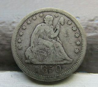 1850 Seated Liberty Quarter 25c - - - - RARE Key Date - - - - Only 190k minted - - - VF/XF 2