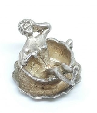 Rare Vintage Sterling Silver " Your My Cup Of Tea " Nude Woman In Tea Cup Charm