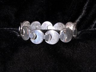 Taxco Vintage Round Disc Link Bracelet 925 Sterling Silver Mexico
