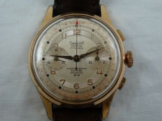 Dreffa Geneve Chronograph 17 J.  Valjoux 92 Vintage Swiss Mens Gold Plated Watch
