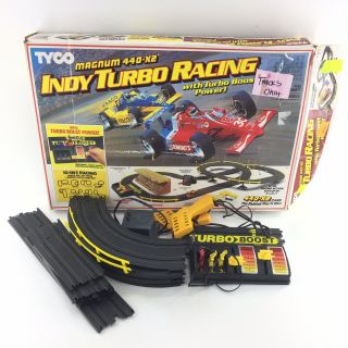 Vintage 1988 Tyco Magnum 440 - X2 Slot Car Racing Tracks With Turbo Boost J1a