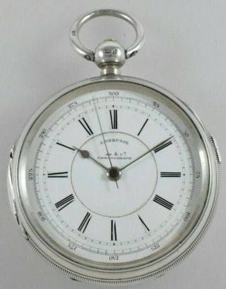 Antique Silver Centre Second Chronograph Pocket Watch Stewart & Dawson Co C.  1882