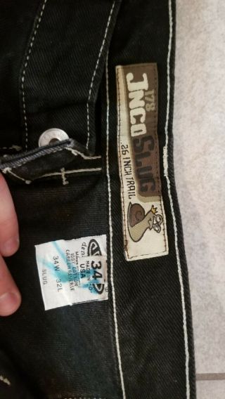 Jnco jeans slug 34x32 26 inch trail style J178 cut 013210 black 90s vintage 4