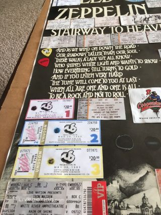 Vintage Rock Poster & Concert Tickets.  Rare Collage.  Led Zeppelin.  Kiss.  More. 7