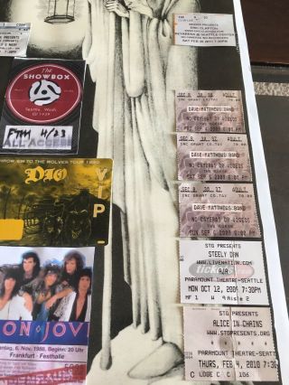 Vintage Rock Poster & Concert Tickets.  Rare Collage.  Led Zeppelin.  Kiss.  More. 8