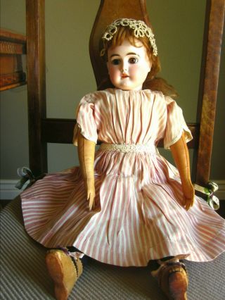 Antique/vintage Bisque Porcelain Doll,  Cloth Body,  18 " German,  Marked J